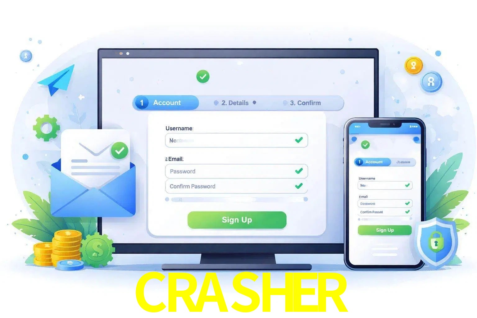 Registro de nuevo usuario y configuración de cuenta CRASHER