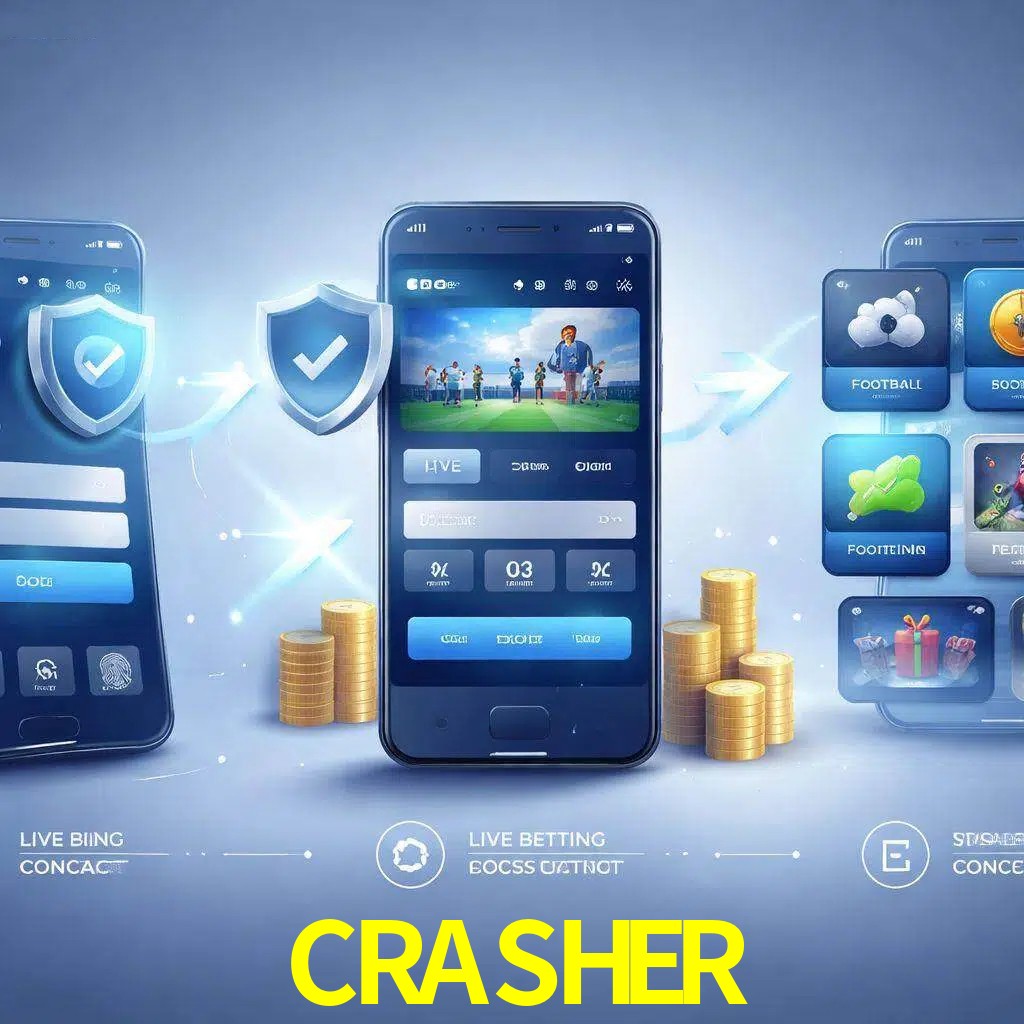 Pasos de acceso a la app CRASHER en pantalla de teléfono móvil